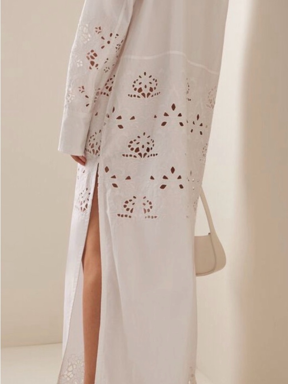 NWT Nili Lotan Louanne white embroidered long poplin dress $850 size L $670 off - Picture 2 of 10